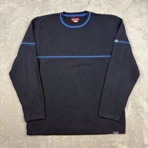 Unionbay Vintage Skater Sweater Mens Large Black Blue Stripe 90s Y2K